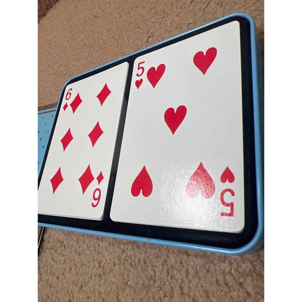 Vintage Hoyle Collection Playing Card Set Light Blue Metal Tin Made in England - Picture 5 of 5